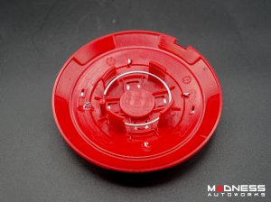 FIAT 500 Wheel Center Cap Set - set of 4 - Red/ Chrome - Scorpion Design 